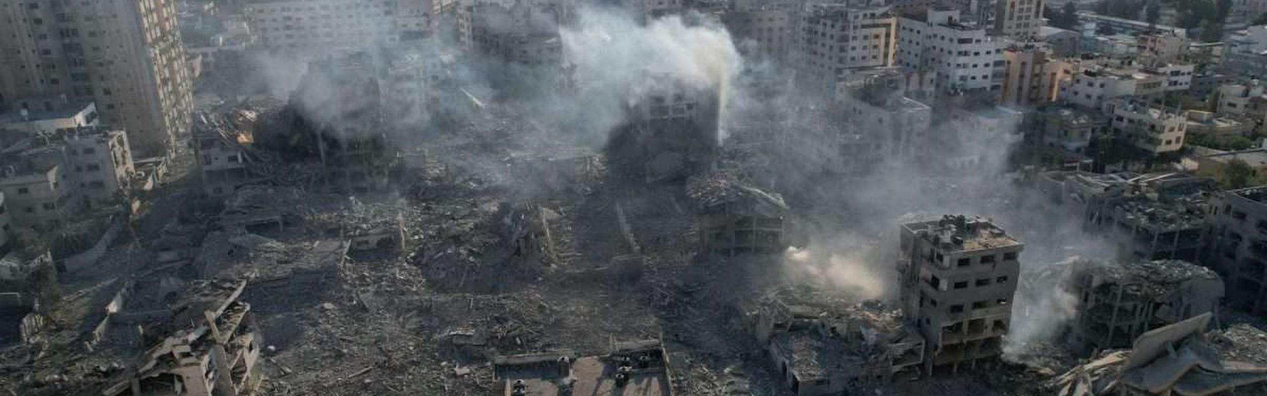 Aerial photo of damage in Gaza Strip during October 2023